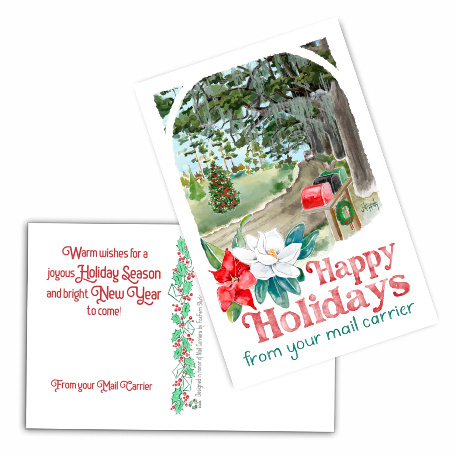 Christmas in the South - Holiday Postcards for Southern Region Mail  Carriers - Postal Greetings 4”x6”
