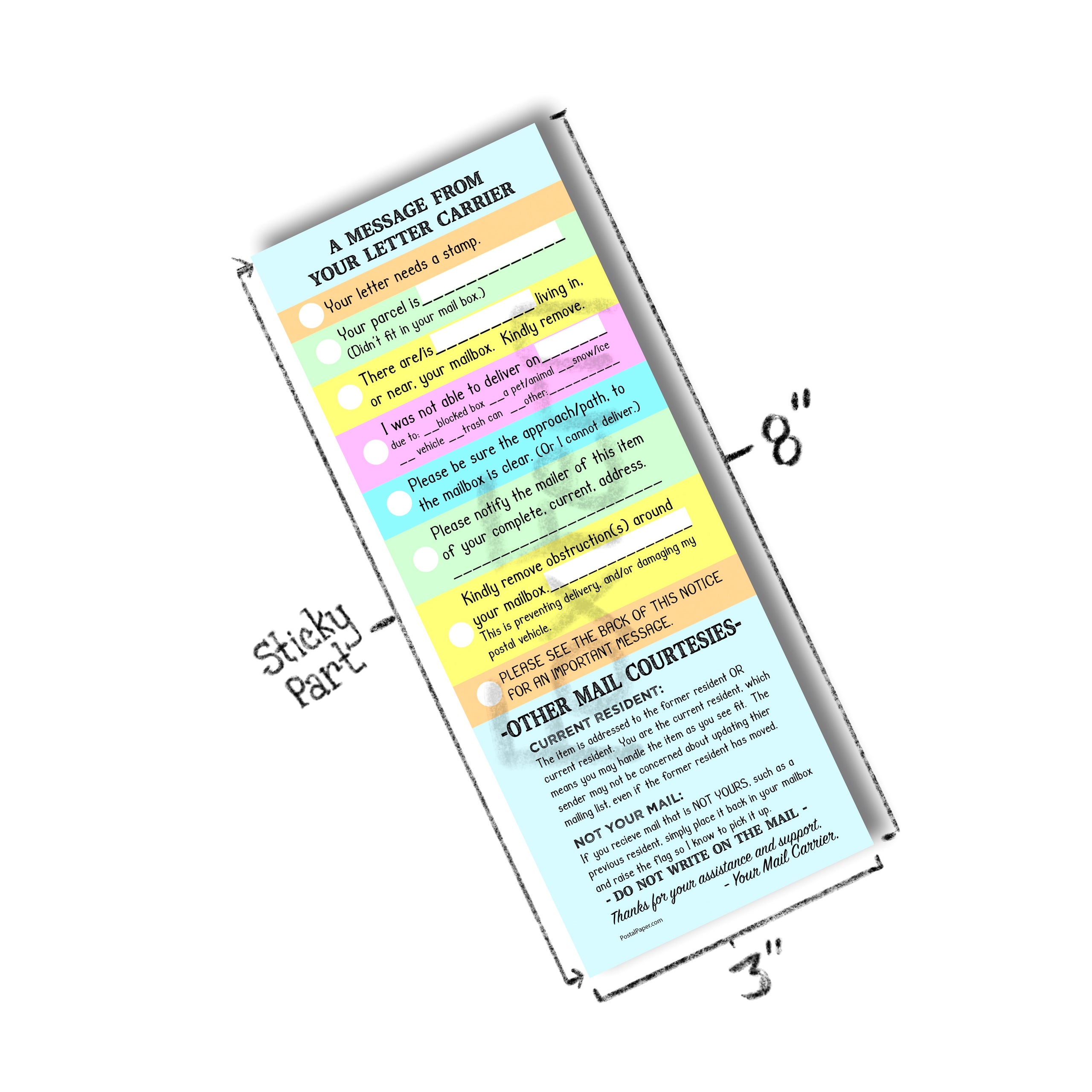 Sticky-Note Pad for Mail Carriers - Courtesy Notes for Postal Customers -  Post-It